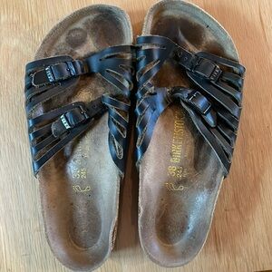 Birkenstock Granada Womens size 38 or US 8 sandals black leather comfort shoes